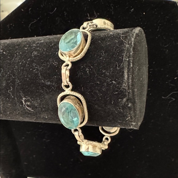 Jewelry - Elegant Sky Blue Topaz Gemstone 925 Sterling Silver Bracelet 8”